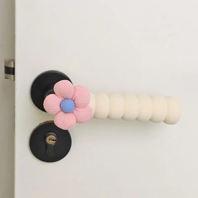 Housses de poignée de porte antistatiques d'hiver Mignonnes Décoration de dessin animé Chambre Poignée de porte Gaine de protection Métal Réchauffeur Couvre-poignée rose