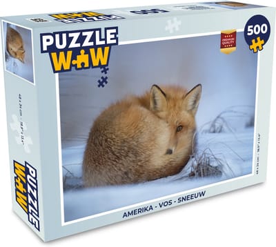 Puzzel Amerika - Vos - Sneeuw - Legpuzzel - Puzzel 500 stukjes