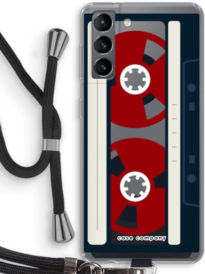 Case Company® - Hoesje met koord geschikt voor Samsung Galaxy S21 hoesje met Koord - Here's your tape - Telefoonhoesje met Zwart Koord - Bescherming aan alle Kanten en Over de Schermrand