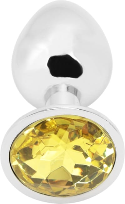 PLGZ - Rosebud Metalen Buttplug - Zilver - Geel - Verkrijgbaar in 3 maten Small