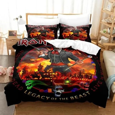 Iron Heavy Metal Maidens Beddengoedset Dekbedovertrek Bedset Quiltovertrek Kussensloop Dekbed King Queen Size Jongens Volwassen Beddengoedset US Twin 173x218cm