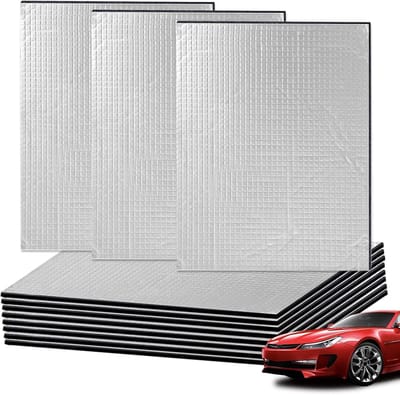 Pack van 12 Geluidsisolatiematten - 40 x 25 cm - Zelfklevende 5 mm Isolatiematten voor Geluidsisolatie - Brandwerend - Vochtbestendig - Waterdicht