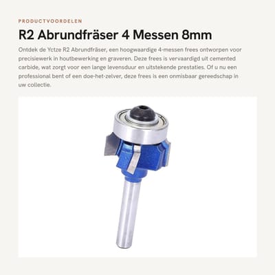Dailygoods - R2 Abrundfräser 4 Messen - 8mm Tungsten Carbide Frees voor Houtbewerking