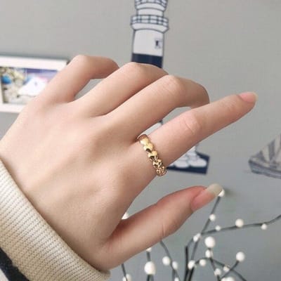 925 Sterling Zilver Hart Stapelbare Gouden Ringen Voor Vrouwen Minimalistische Sieraden Beste Vriend Herenring Resizable brown