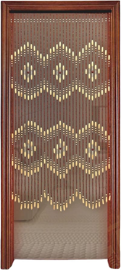 Damenzo - Vliegengordijn - Vliegengordijn kralen - Vliegengordijn deur - 90x175 cm - Chinese stijl - Kralen - Bruin/Beige - Bamboe