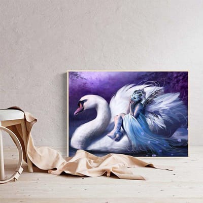 Diamant Animal cygne plein rond diamant peinture fée broderie strass photo artisanat 20X30CM gray