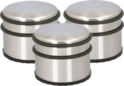 Alpina Deurstopper van 1.1 kilo - Set van 3x stuks - staal - met zwart kunststof rand - 9 x 7 cm