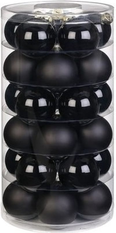 Inge Christmas Kerstballen - 30x st - zwart - D6 cm - glas - mat/glans - kerstversiering