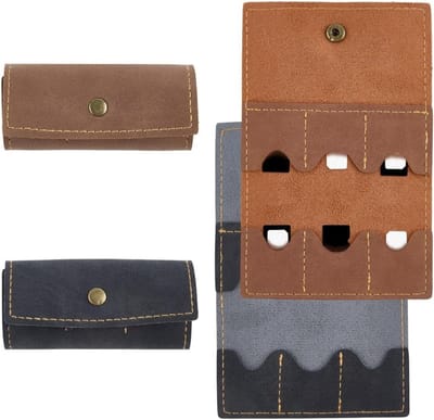 Vouwbare Gaming Kaart Organizer van PU Leer met Metalen Drukknop - Retro Opbergtas voor Micro SD, Geheugenkaarten en Gitaarpicks voor Reizen en Dagelijks Gebruik
