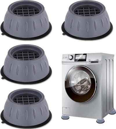 4 Stuks Trillingsdempers voor Wasmachines - Antivibratiepads voor Wasmachine - Geluidsdempende Rubberen Voetjes - Antislip, Schokabsorberend en Geluidsdempend - Universele Wasmachine en Droger - Voor Alle Soorten Meubels - Grijs