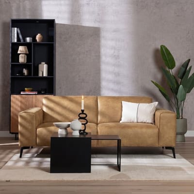 Bronx71® Industriële bank 2,5-zits Vegas eco-leer beige