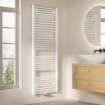 EMKE Handdoekradiator - 160x60 cm - 761 W - Glans Wit - CV Badkamer Radiator - Midden/ Zij- Aansluiting
