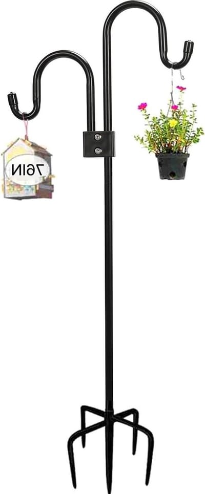 Vogelvoederstation Dubbele herdershaak 28-76 Inch verstelbaar met 5 prong basis voor tuinverlichting lantaarns plantenmanden wind chime