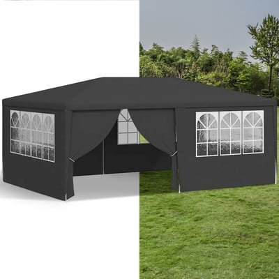 Partytent opvouwbaar - Paviljoen - 4x6 - Easy up - Waterdicht - met Zijwanden - Weerbestendig - Antraciet