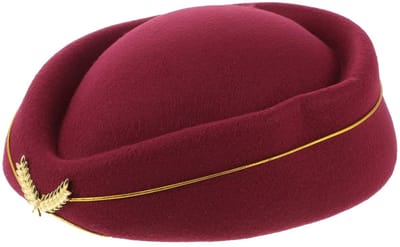 Dailygoods- Stewardess Hoed Wollen - Cosplay Kostuum - Accessoire - Eén Maat - Vino Rosso - Perfect voor Feestjes