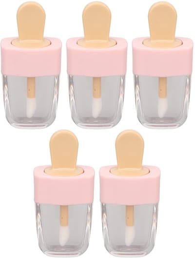 Dailygoods- Lipglossbuisjes 5 stuks - IJsje Vorm - Lekvrije Doppen - Kunststof - 5 ml - Perfect voor Zelfgemaakte Lippenmake-up - Lippenstiftbuisjes
