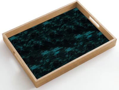 Dienblad hout 50x35 cm - Schootdienblad - Vloeiend - Verf - Donker - Borrelplank rechthoek - Plateau dienbladen