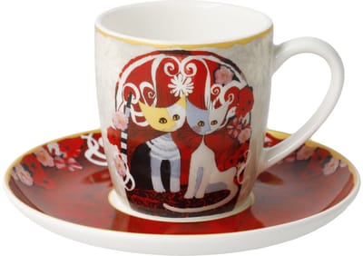 Goebel - Rosina Wachtmeister | Kop en schotel Espresso Templi dell amore | Porselein - 12cm - 100ml - 2 stuks