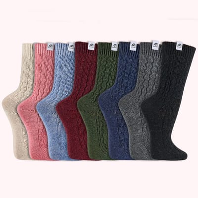 Wollen sokken | Merinowol | Jacquardpatroon | Diverse kleuren | Diverse maten | 6 paar