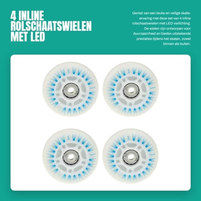 Dailygoods - 4 Inline Rolschaatswielen met LED Licht 70mm Blauw
