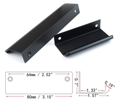 Dailygoods- Meubelgrepen Zwart - Verborgen Trekhandvat - Aluminiumlegering - 8 Stuks - Eenvoudig te Installeren - Gatafstand 64 mm - Trekhandgrepen
