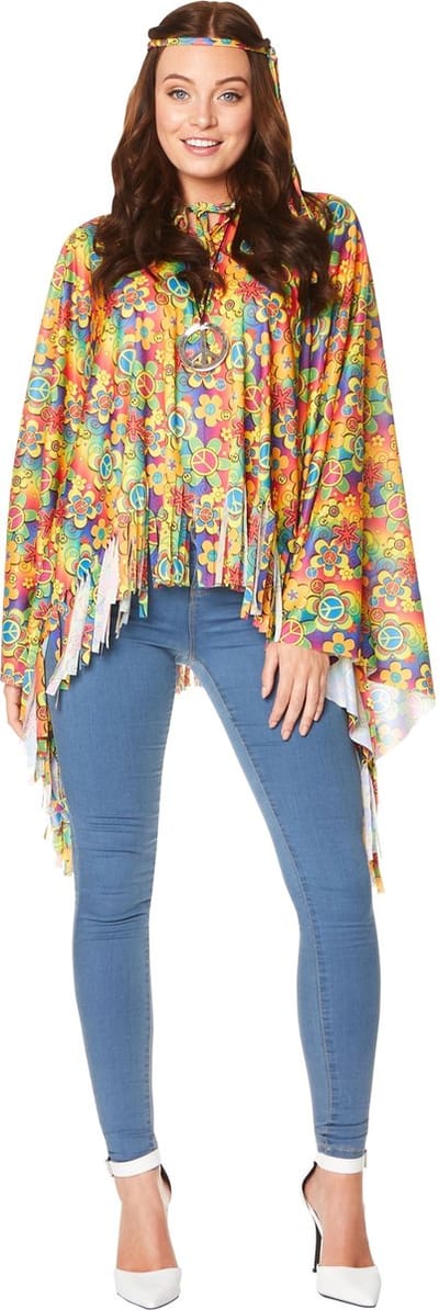 Karnival Costumes Poncho Tye Dye Dames Carnavalskleding Dames Carnaval - Polyester - One-Size - 2-Delig Poncho/Hoofdband