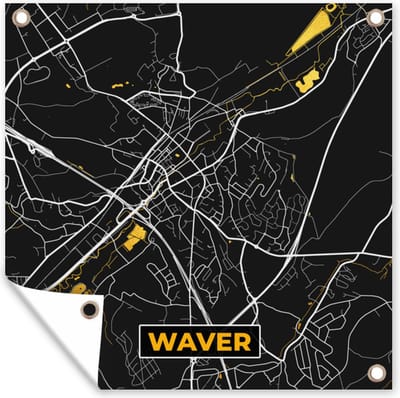 Tuin poster Waver - Stadskaart - Plattegrond - Goud - Kaart - 200x200 cm - Tuindoek