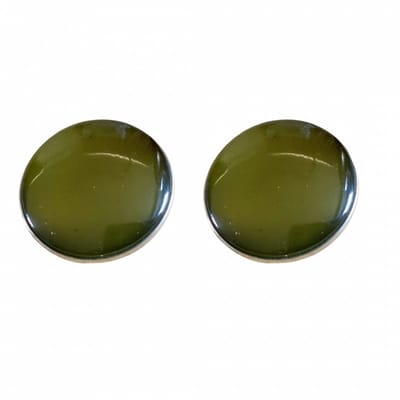 Clip oorbellen Mosgroen zilverkleurige rand 2.5 cm
