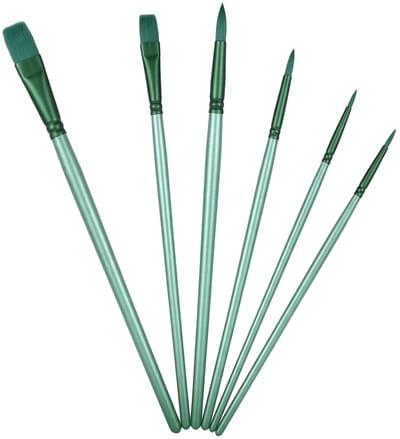 6 stuks acrylpenselen, hoogwaardige kunstenaarskwastensets met houten handgrepen, nylon, aquarelverf, acrylverf, penseelset voor olie-, aquarel- en gouacheschildering, voor fijne details en brede