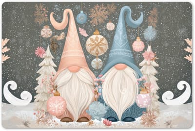 Placemats 45x30 cm - Placemat kunststof - 1 stuk - Kerst - Gnomen - Pastel - Borden onderleggers - Decoratie voor op tafel - Keuken tafeldecoratie accessoires - Vinyl onderlegger - Tafelversiering