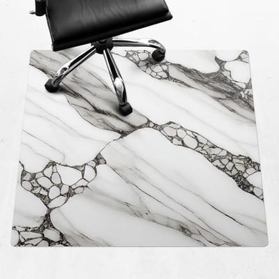 Wallfluent - Vloerbeschermer Marmeren Aderen - 100x100 cm - Zwart En Wit Vloerbeschermer Bureaustoel - Vierkant - Vloerbeschermer Harde Vloer-Stoel Mat-Kantoordecoraties - Organisch marmerpatroon