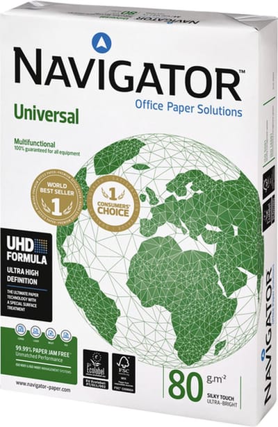 KOPIEERPAPIER NAVIGATOR UNIVERSAL A4 80GR WIT 5 x 500VEL