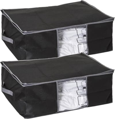 5Five Dekbed/kussen opberghoes - 2x - zwart - met vacuumzak - 60 x 44 x 25 cm - Dekbedhoes - Beschermhoes - Kussenhoes