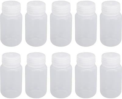 Dailygoods- Monstercontainer 10 Stuks - Reagensfles - Opslagcontainer voor Vloeistoffen - PP-Plastic - Schroefdop - Brede Opening - Uitstekende Afdichtingsprestaties