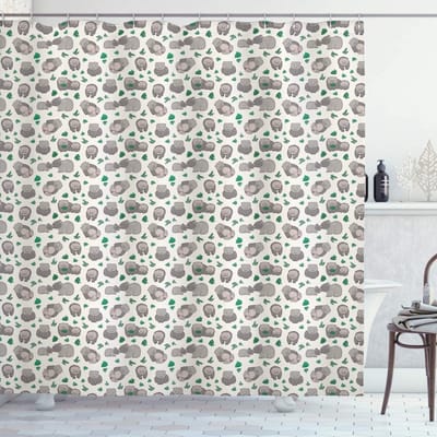 ABAKUHAUS Douchegordijn – Wombats Bladplanten – 175x240 – ivoor-tan