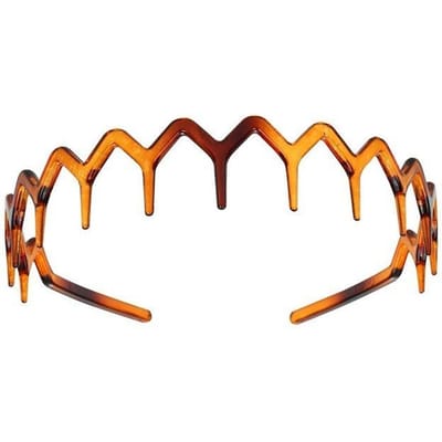 1 serre-tête à cheveux en plastique antidérapant, style rétro, ondulé, noir et ambre, pour hommes et femmes ambre
