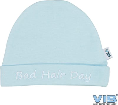 VIB® - Muts rond - Bad Hair Day (Blauw) - Babykleertjes - baby muts - baby muts newborn - baby mutsje - baby cadeau - kraam cadeau - baby aankodiging