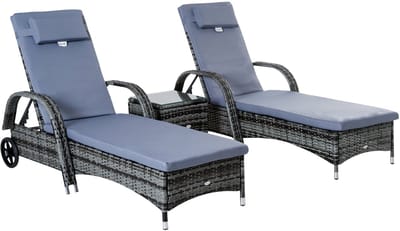 Gutent Zonne-eilanden - 3 Delig - Zonneligging - Tafel - Polyratten Metaal - Grijs
