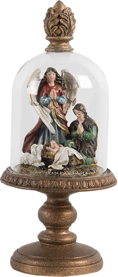 Clayre & Eef Glazen Stolp Ø 9x21 cm Goudkleurig Kunststof