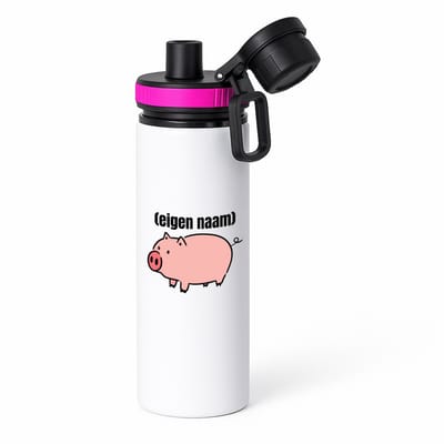 Hacebo® - varken met eigen naam waterfles met draaidop roze - Varken - boeren/varken liefhebbers - iemand die houdt van varkens - verjaardag - cadeau - kado - geschenk - water fles - 850ML