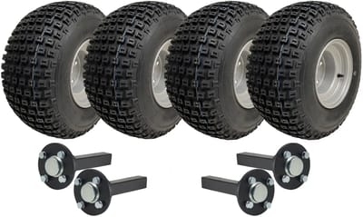 18x9,50-8 dubbelassige ATV-quad-aanhangwagenkit met 4 noppenbanden, naaf/steun, zonder trekhaak, 408 kg