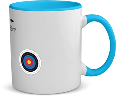 Akyol - boogschieten met naam koffiemok - theemok - blauw - Sport - boogschieters - cadeau - verjaardag - geschenk - gepersonaliseerde jongens en meisjes - 350 ML inhoud