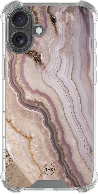 Shockproof hoesje geschikt voor Apple iPhone 17 - Blush marble - Schokbestendig - Verhoogde randen - TPU case - Extra Sterke Back Cover - Marmer - Transparant, Multi