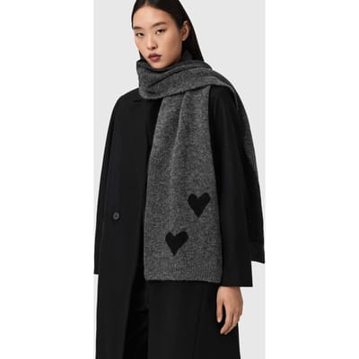 AllSaints Amore Scarf Charcoal Grey Size: OS | Scarves Outlet | Dames | Grijs