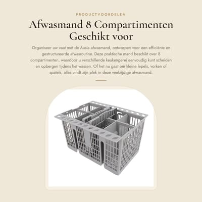 Dailygoods- Afwasmand 8 Compartimenten - ABS Materiaal - Geschikt voor de meeste Vaatwassers - Handvat - Stabiliteit - Efficiënte Organisatie - Afwasmandje