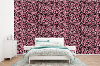 Behang - Fotobehang Panter - Roze - Dierenprint - Patronen - Breedte 320 cm x hoogte 240 cm