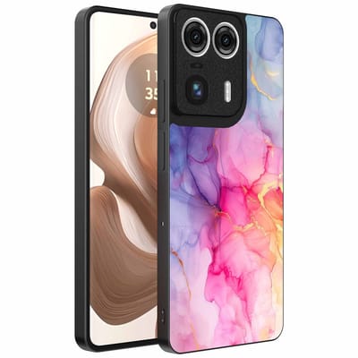 Geschikt voor Motorola Edge 50 Ultra Telefoonhoesje met marmeropdruk - TPU backcover case marble design - Regenboog - Smartphonica geschikt voor Motorola Edge 50 Ultra