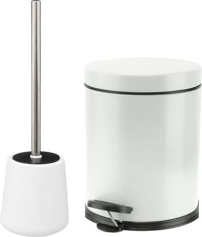 5Five Badkamer/toilet accessoires - WC-borstel en pedaalemmer 5L - wit