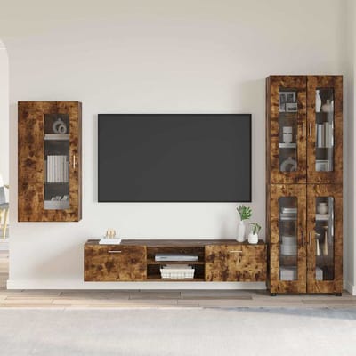 vidaXL - Tv-meubelset - FLORIN - 3 - st - Rook - Eiken - Bewerkt - hout