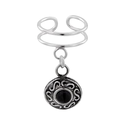 WeLoveSilver - ear cuff - zilveren oorbel met onyx hanger